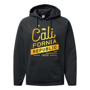 California Republic 1850 Gold Logo Performance Fleece Hoodie