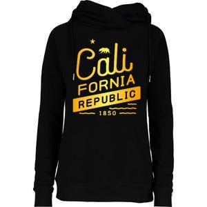 California Republic 1850 Gold Logo Womens Funnel Neck Pullover Hood