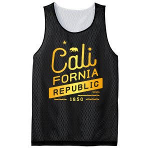 California Republic 1850 Gold Logo Mesh Reversible Basketball Jersey Tank