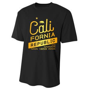 California Republic 1850 Gold Logo Performance Sprint T-Shirt