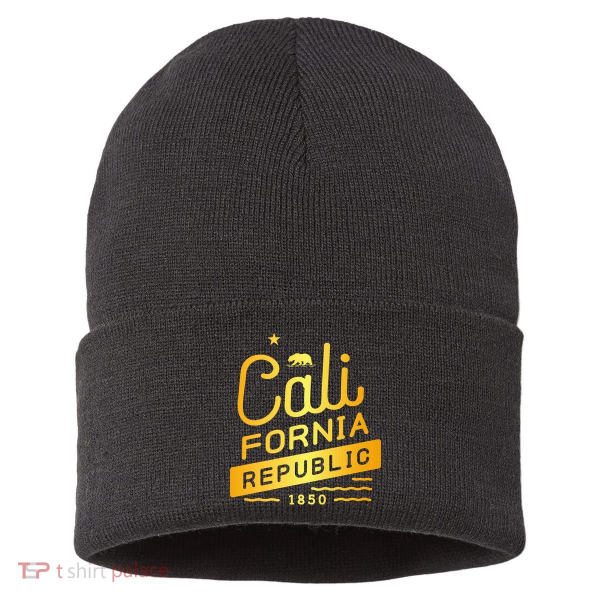California Republic 1850 Gold Logo Sustainable Knit Beanie