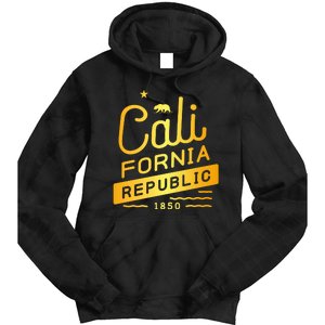 California Republic 1850 Gold Logo Tie Dye Hoodie