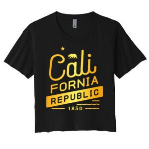 California Republic 1850 Gold Logo Women's Crop Top Tee