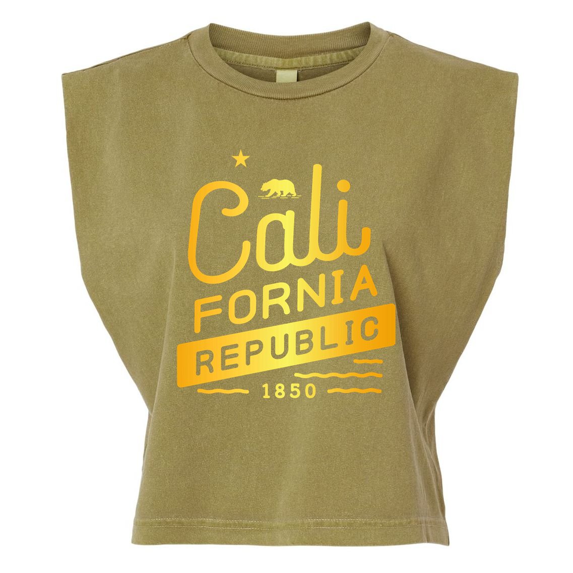 California Republic 1850 Gold Logo Garment-Dyed Women's Muscle Tee