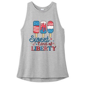 Cute Retro 4th of July Popsicle Patriotic Land of Liberty Ladies PosiCharge Tri-Blend Wicking Tank