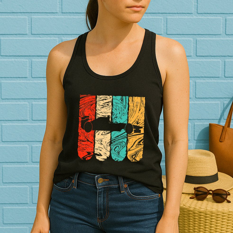 Classic Retro 70s Formula Motor Sport Racing Fan Womens Tank Top