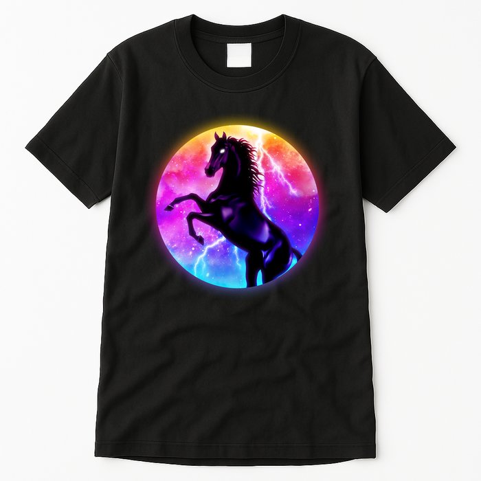 Colorful Retro 80's Eighties Lightning Galaxy Horse Tall T-Shirt