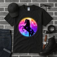 Colorful Retro 80's Eighties Lightning Galaxy Horse Tall T-Shirt