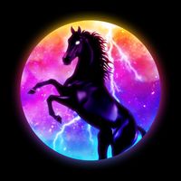 Colorful Retro 80's Eighties Lightning Galaxy Horse Tall T-Shirt