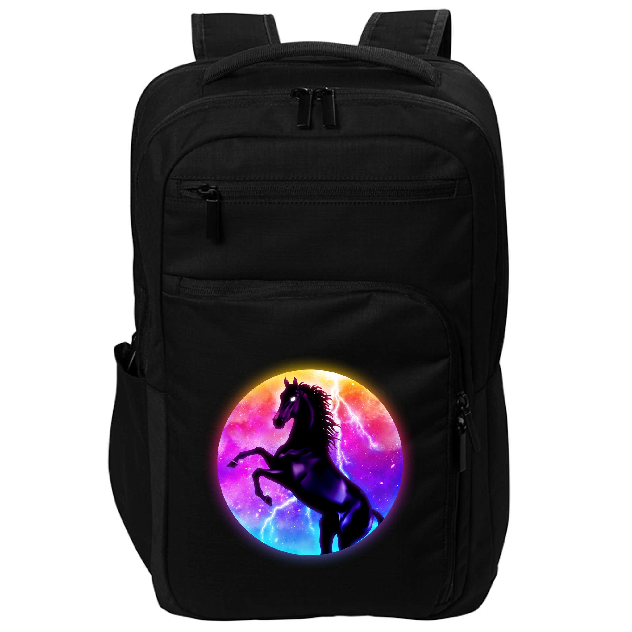 Colorful Retro 80's Eighties Lightning Galaxy Horse Impact Tech Backpack
