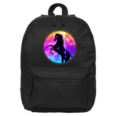 Colorful Retro 80's Eighties Lightning Galaxy Horse 16 in Basic Backpack