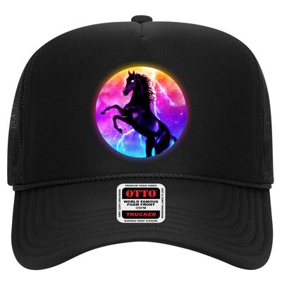 Colorful Retro 80's Eighties Lightning Galaxy Horse Trucker Hat