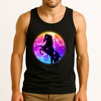 Colorful Retro 80's Eighties Lightning Galaxy Horse Tank Top