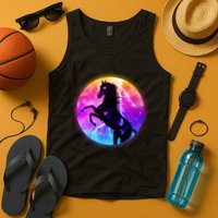 Colorful Retro 80's Eighties Lightning Galaxy Horse Tank Top