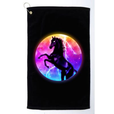 Colorful Retro 80's Eighties Lightning Galaxy Horse Golf Towel