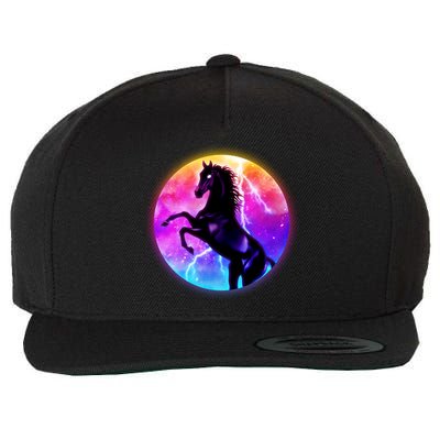 Colorful Retro 80's Eighties Lightning Galaxy Horse Wool Snapback Cap
