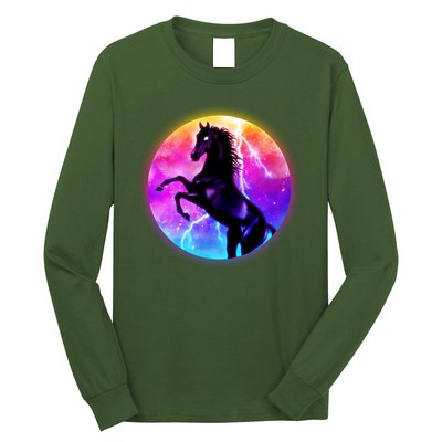 Colorful Retro 80's Eighties Lightning Galaxy Horse Long Sleeve Shirt