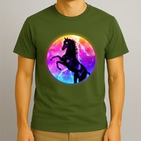 Colorful Retro 80's Eighties Lightning Galaxy Horse T-Shirt