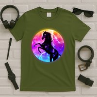 Colorful Retro 80's Eighties Lightning Galaxy Horse T-Shirt