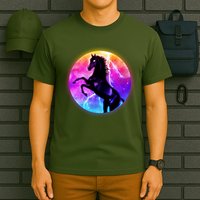 Colorful Retro 80's Eighties Lightning Galaxy Horse T-Shirt