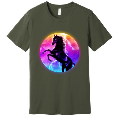 Colorful Retro 80's Eighties Lightning Galaxy Horse Premium T-Shirt