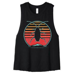 Cockroach Retro 80s Style Pest Control Exterminator Gift Women's Racerback Cropped Tank