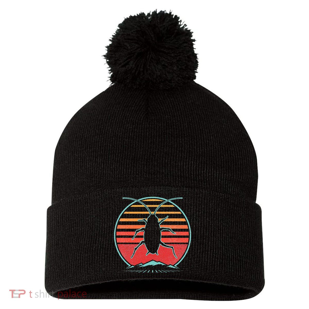 Cockroach Retro 80s Style Pest Control Exterminator Gift Pom Pom 12in Knit Beanie
