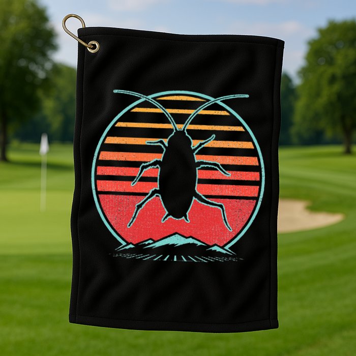 Cockroach Retro 80s Style Pest Control Exterminator Gift Golf Towel