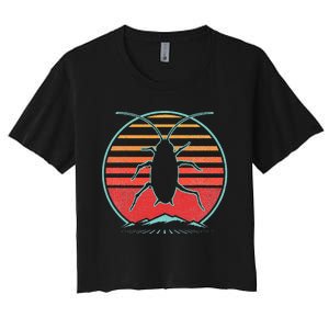 Cockroach Retro 80s Style Pest Control Exterminator Gift Women's Crop Top Tee