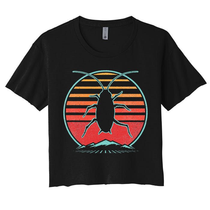 Cockroach Retro 80s Style Pest Control Exterminator Gift Women's Crop Top Tee