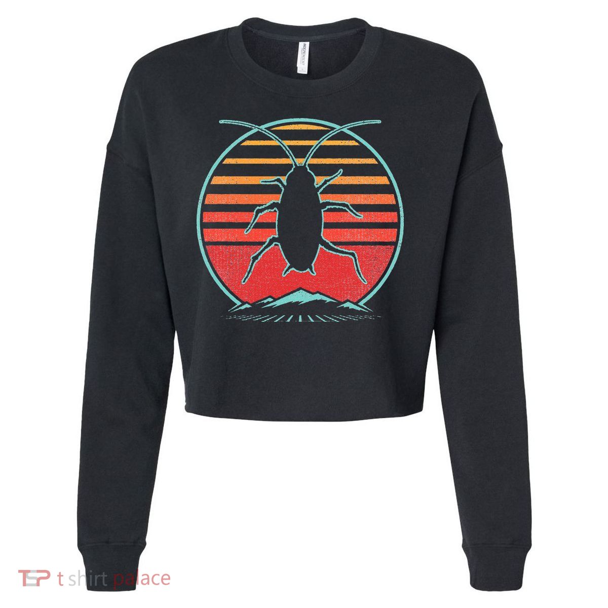 Cockroach Retro 80s Style Pest Control Exterminator Gift Cropped Pullover Crew