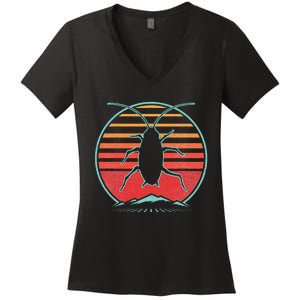 Cockroach Retro 80s Style Pest Control Exterminator Gift Women's V-Neck T-Shirt