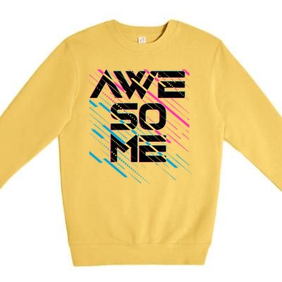 Cool Retro 80's Eighties Pattern Awesome Premium Crewneck Sweatshirt