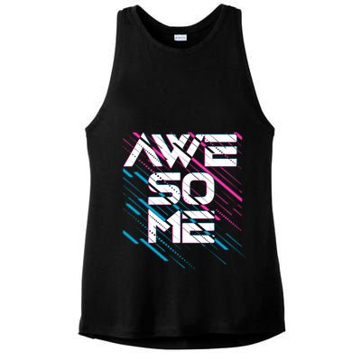 Cool Retro 80's Eighties Pattern Awesome Ladies PosiCharge Tri-Blend Wicking Tank