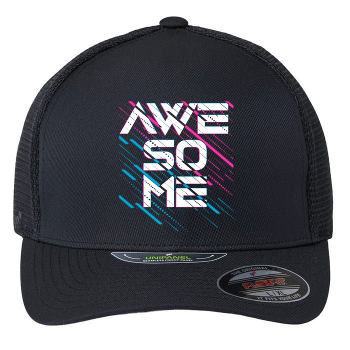 Cool Retro 80's Eighties Pattern Awesome Flexfit Unipanel Trucker Cap