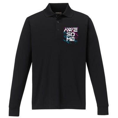 Cool Retro 80's Eighties Pattern Awesome Performance Long Sleeve Polo