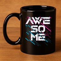 Cool Retro 80's Eighties Pattern Awesome 11oz C Handle Ceramic Mug