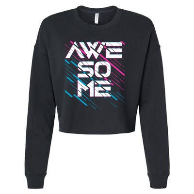 Cool Retro 80's Eighties Pattern Awesome Cropped Pullover Crew