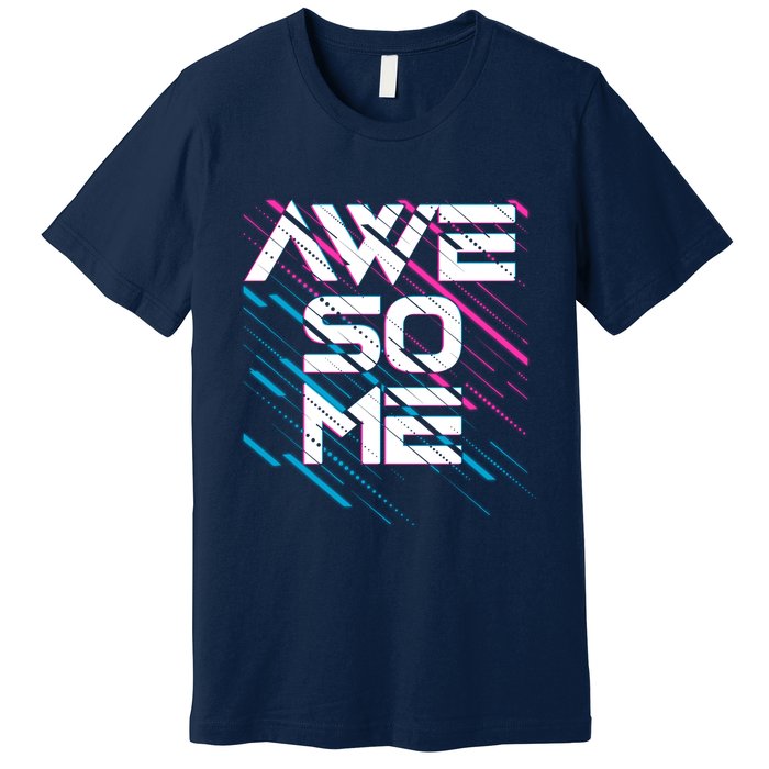 Cool Retro 80's Eighties Pattern Awesome Premium T-Shirt