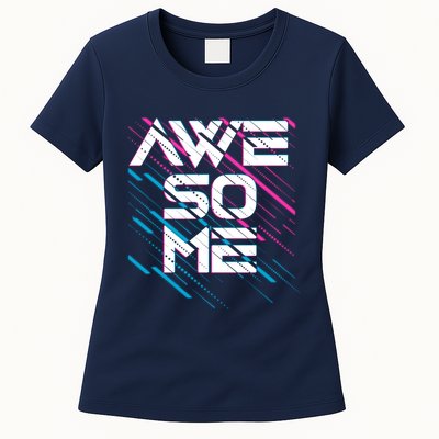 Cool Retro 80's Eighties Pattern Awesome Womens T-Shirt
