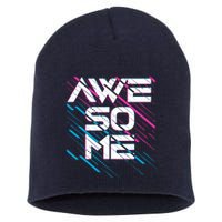 Cool Retro 80's Eighties Pattern Awesome Short Acrylic Beanie