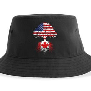 Canadian Roots American Grown Canada Flag Men Women Sustainable Bucket Hat