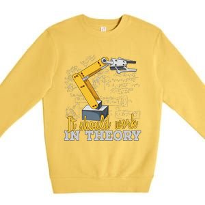 Cartoon Robotic Arm Funny Robotics Engineer Premium Crewneck Sweatshirt