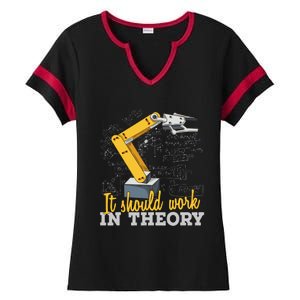 Cartoon Robotic Arm Funny Robotics Engineer Ladies Halftime Notch Neck Tee