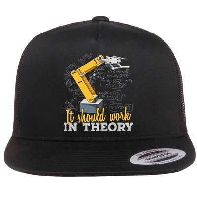 Cartoon Robotic Arm Funny Robotics Engineer Flat Bill Trucker Hat