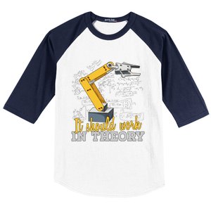 Cartoon Robotic Arm Funny Robotics Engineer Baseball Sleeve Shirt