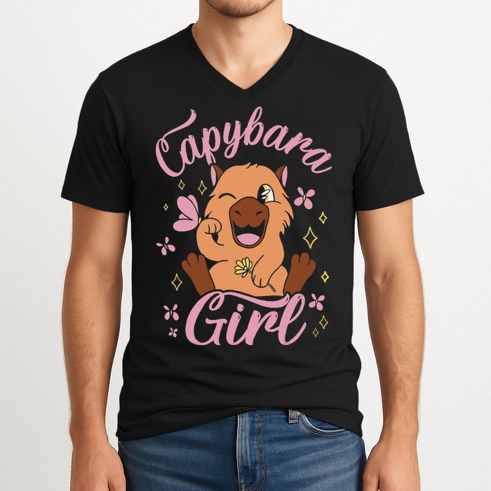 Capybara  Rodent Animals Capybaras Funny Capybara  V-Neck T-Shirt