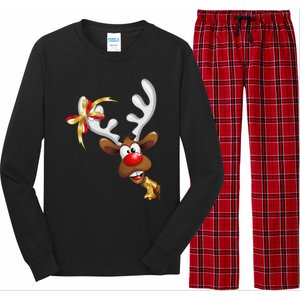 Cartoon Reindeer Antlers Christmas Pajamas Long Sleeve Pajama Set