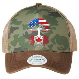 Canadian Roots American Grown Tree Flag Funny Canada Day Legacy Tie Dye Trucker Hat