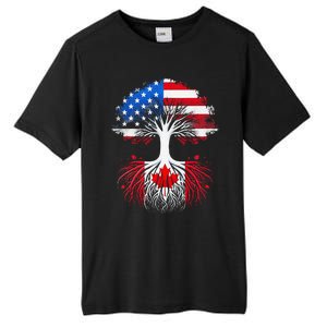 Canadian Roots American Grown Tree Flag Funny Canada Day Tall Fusion ChromaSoft Performance T-Shirt